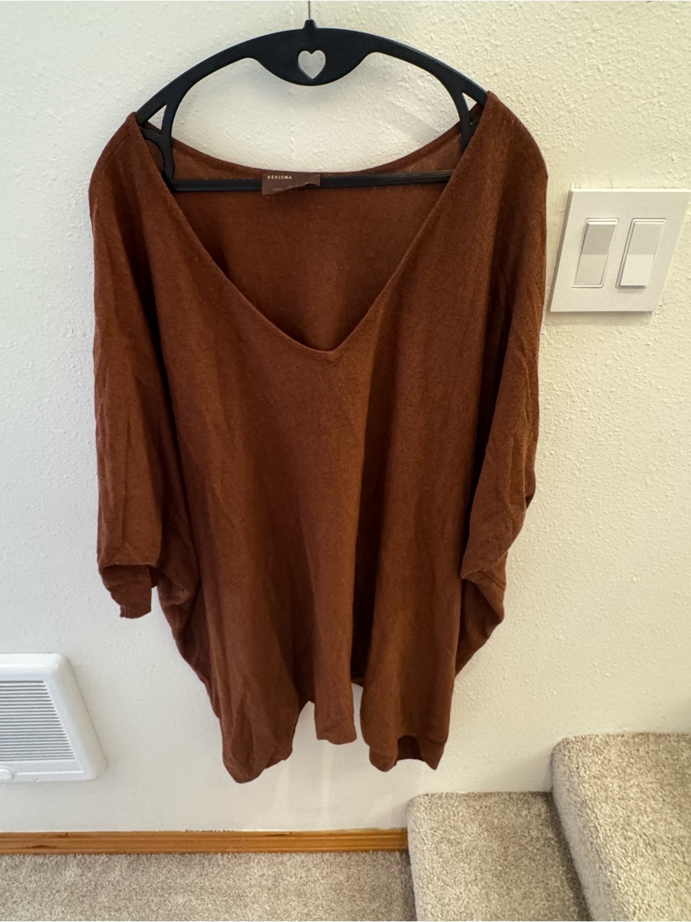 Kerisma Oversized V-Neck Sweater in Brown
